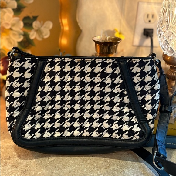 Vera Bradley Women's Trimmed Trapeze Crossbody Midnight Houndstooth - Picture 2 of 12